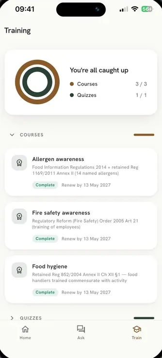 frunt staff app, training