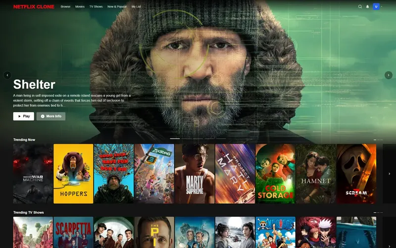 Netflix clone home