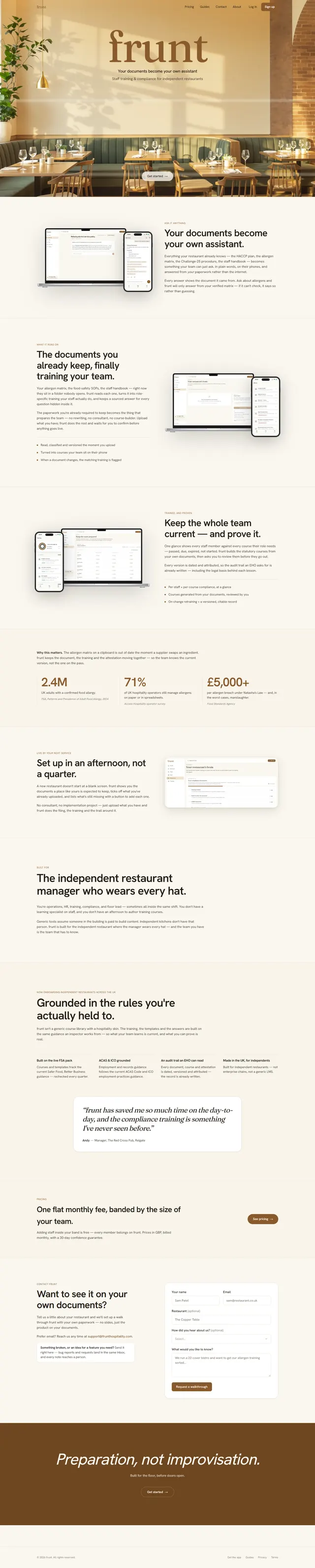 frunthospitality.com, the frunt website